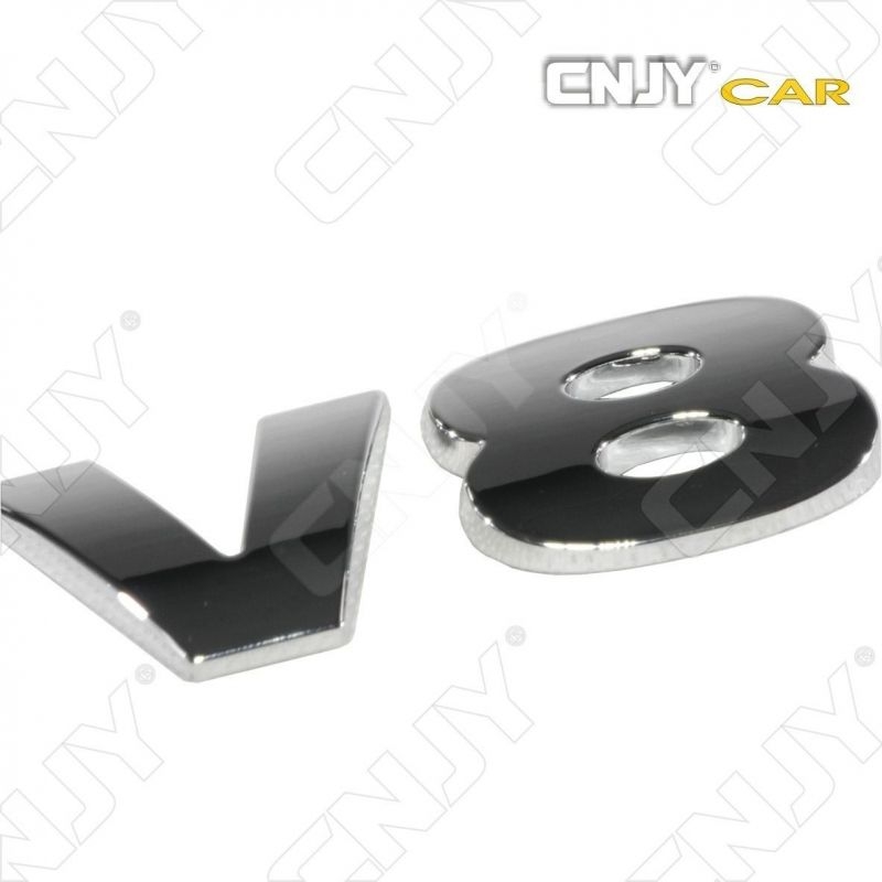 EMBLEME LOGO 3D ADHESIF V8 DESIGN SPORT TRUCK AUTO ADHESIF CHROME BADGE PLASTIQUE ABS HAUTE RESISTANCE