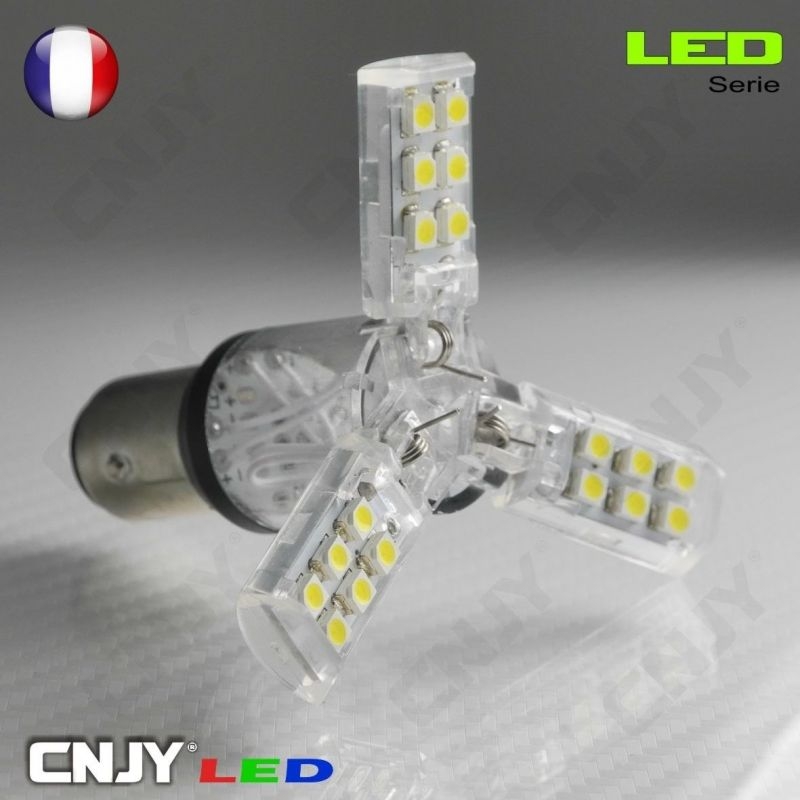 1 AMPOULE 45 LED CERAMIQUE CBS BAY15D CULOT COMPATIBLE P21/5W 1157 DOUBLE FILEMENT/CONTACT