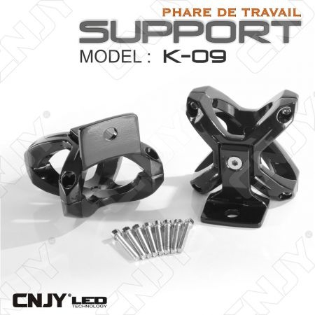 1 SUPPORT DE MONTAGE ACIER POUR FEUX & PHARE DE TRAVAIL - BRIDE UNIVERSEL EN CROIX POUR TUBE 4x4 DE 5cm à 7.5cm