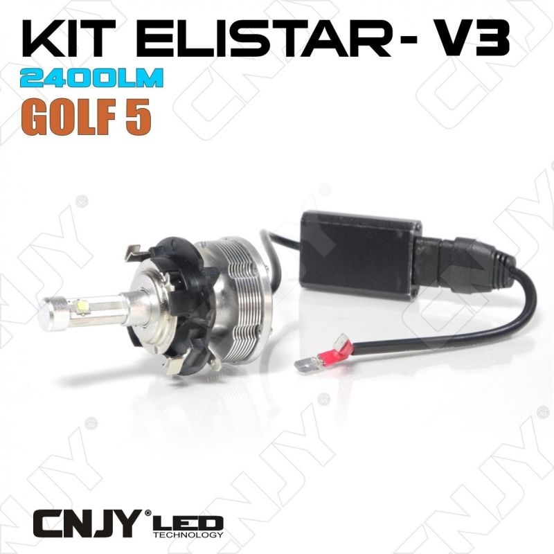 KIT DE CONVERSION ELISTAR V3 2 AMPOULES H7 LED AVEC ADAPTATEUR VW