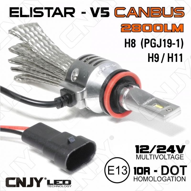 KIT DE CONVERSION LED H7-PX26D ELISTAR V5 H8/9/10/11-HB3/4-AMPOULE NON VENTILEE 24W ULTIMATE CANBUS ODB AUTO MOTO CAMION 12V-24V