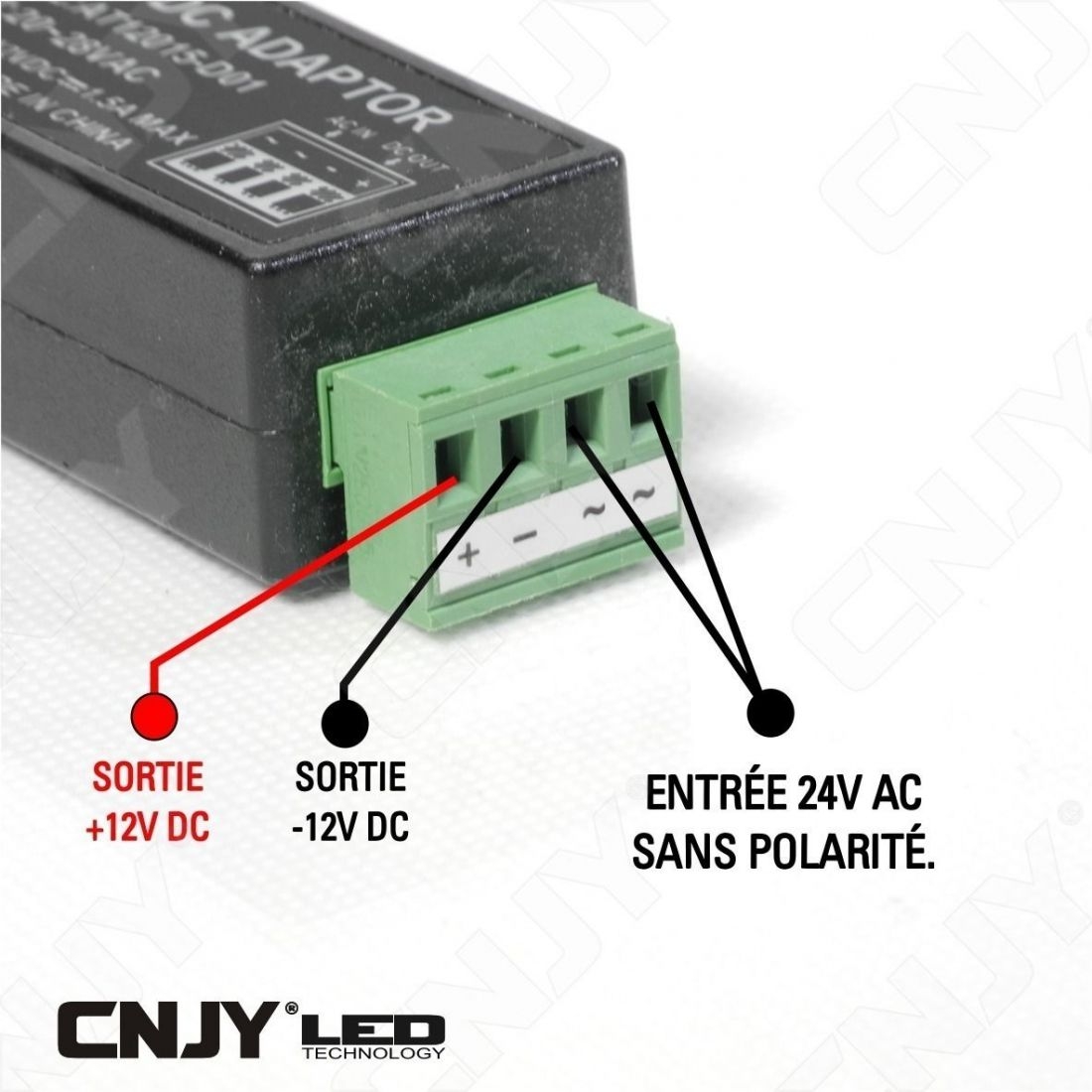 CONVERTISSEUR DE TENSION 24V AC : 12V DC - SORTIE MAX : 1.5AMP à