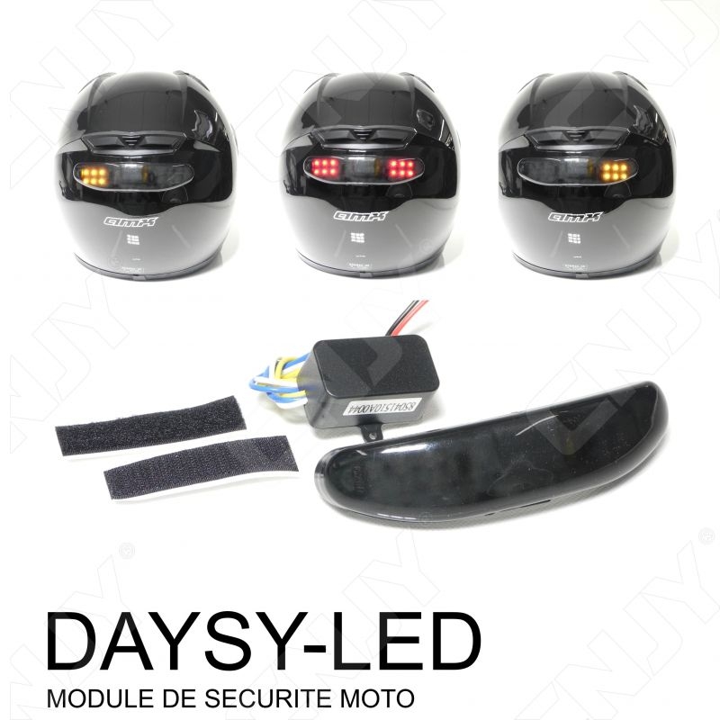 MODULE DAYSY LED REPETITEUR CLIGNOTANT & STOP--SYSTEME DE SECURITE AUTONOME  POUR CASQUE DE MOTO ORANGE & ROUGE à 37,43 € ch