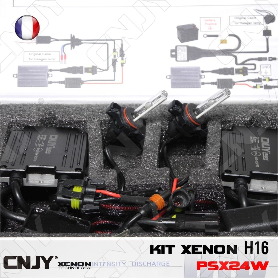 Kit,conversion,xenon,hid,h16,psx24w,6000k,35w,canbus,anti,erreur,odb,feux de jour,citroen,peugeot,anti brouillard