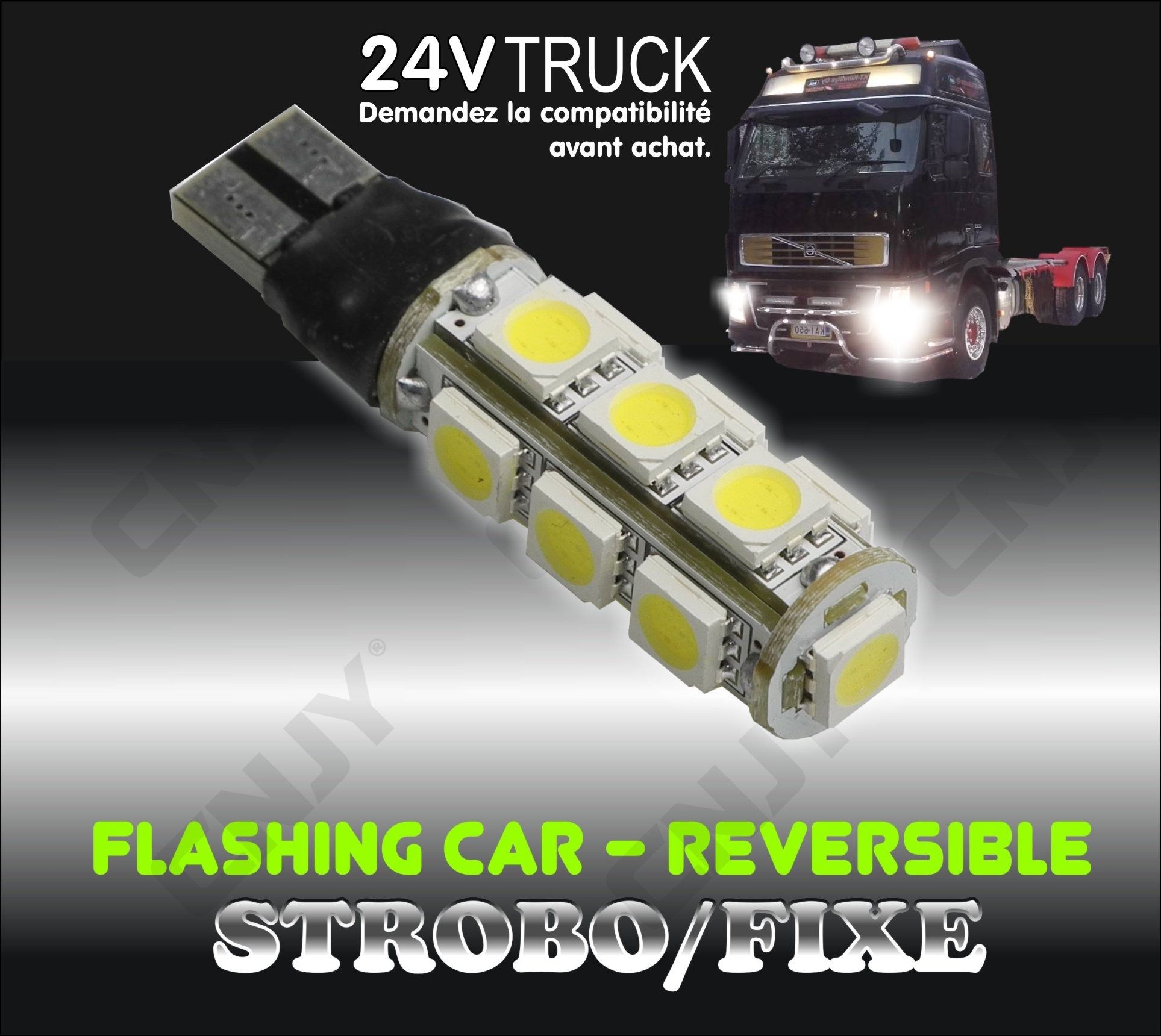 Kit 4x20 LED Lumière Stroboscope Voiture - 18 Modes Clignotants Télécommande Sans Fil 12-24V (Bleu)