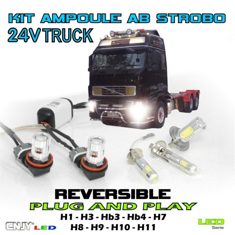 Kit led ampoule H7 feux de croisement et route 24V pour camion