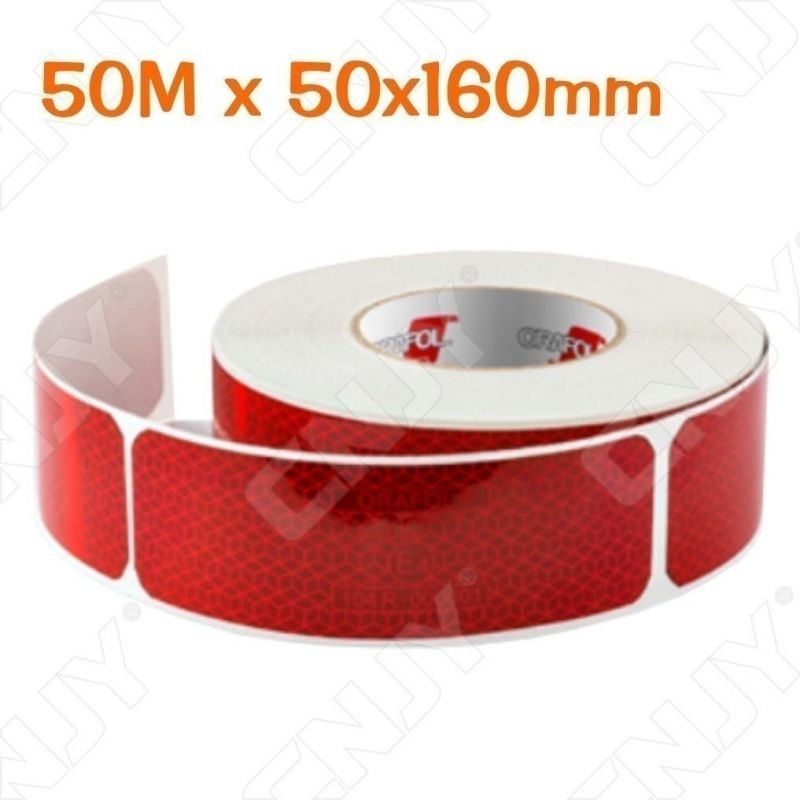 1 ROULEAU 50M x 160x50mm 300 labels DE SIGNALISATION ADHESIVE SEGMENTE MARQUAGE POUR AUTO MOTO CAMION ROUGE REFLEXITE