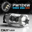 1 AMPOULE LED PWY24W TYPE 50W ORANGE AVEC LED CREE USA ANTI ERREUR ODB CANBUS POUR REPETITEUR & CLIGNOTANT