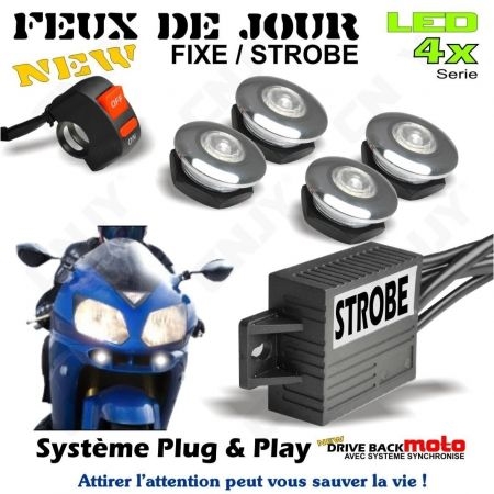 Kit led DBM à petit feux rond 8W convertible feux de jour et feux pénétrant pour moto