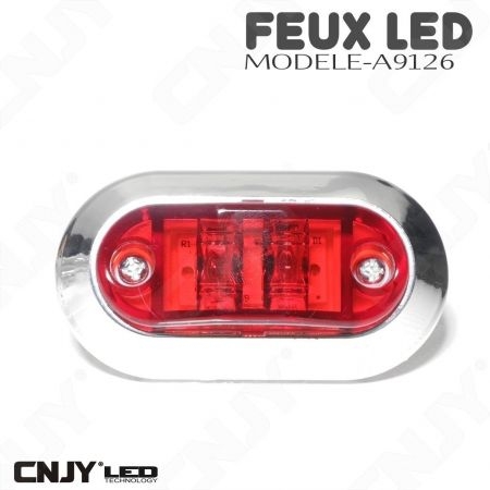 Feu de gabarit ovale à led rouge A9126 12/24V