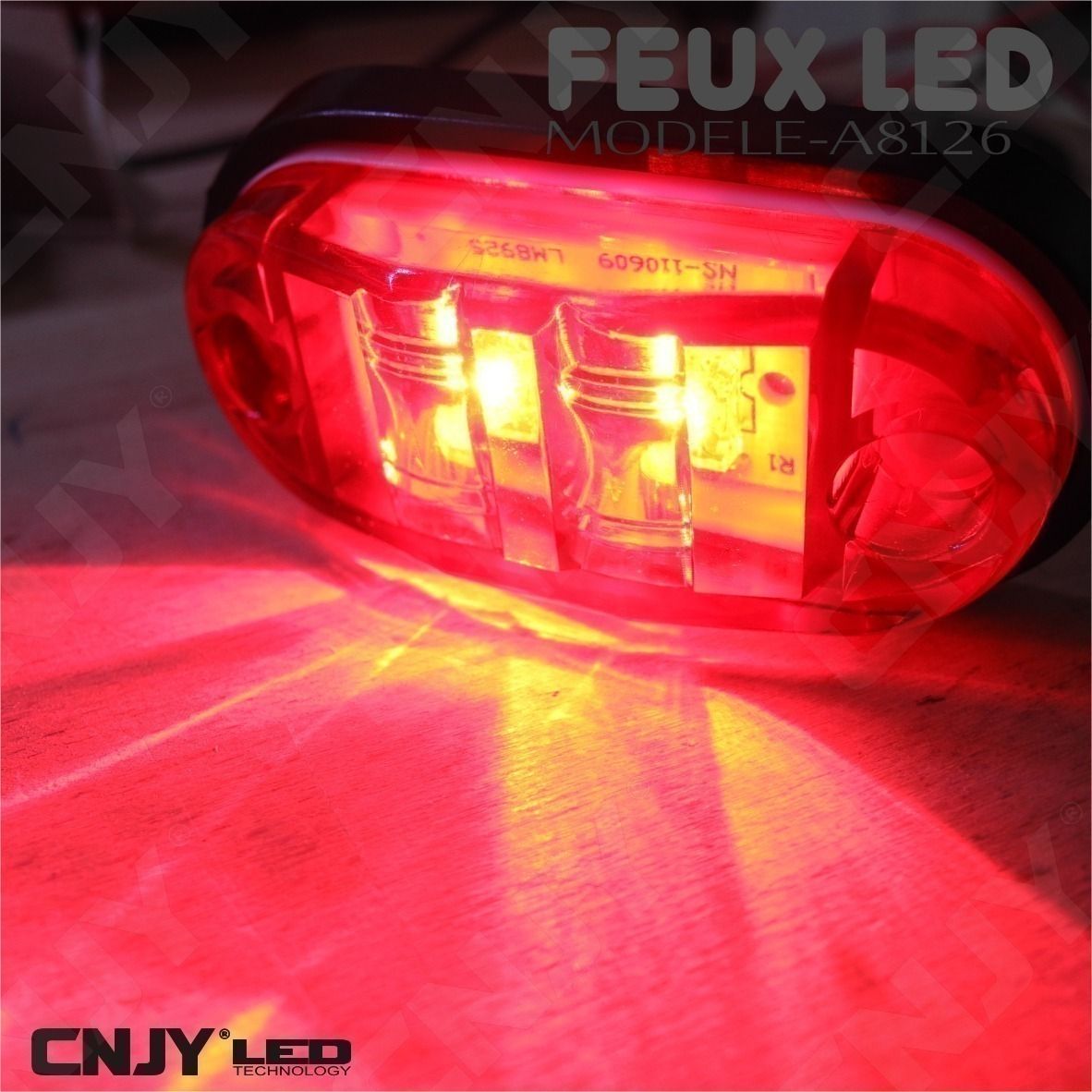 feux, de, gabarit, led, rouge, puissant, remorque, auto, camion, 12v, 24v, ip68