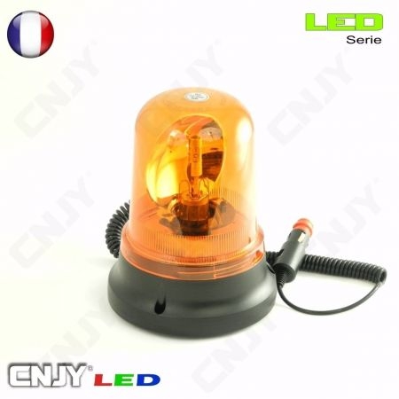 Gyrophare orange à ampoule led H1 12W rotatif et magnétique ECE R65 