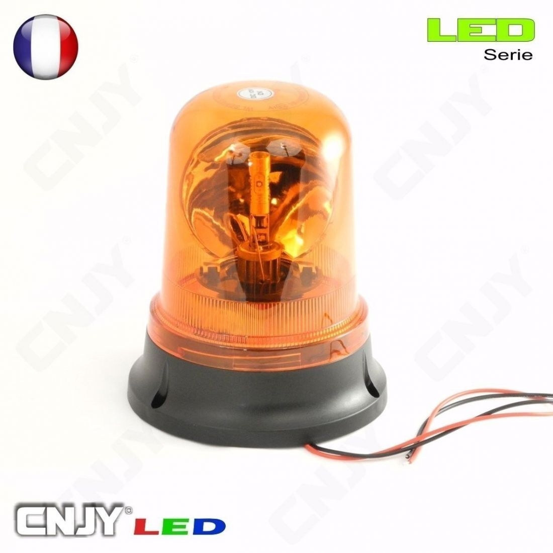 GYROPHARE DE TOIT ROTATIF CNJY LED 12V/24V ORANGE FIXATION VIS