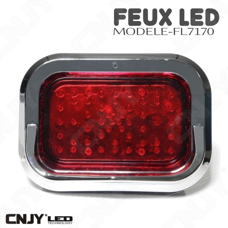 Feu à led rouge stop veilleuse carré moto 12V 24V 