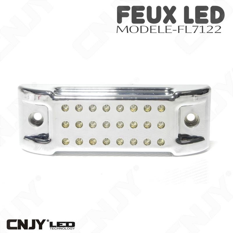 Feu rectangulaire stop droit chromé à led orange rouge 12V 24v motard