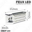 Feu rectangulaire stop droit chromé à led orange rouge 12V 24v 