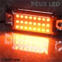 Feu rectangulaire stop droit chromé à led orange rouge 12V 24v 