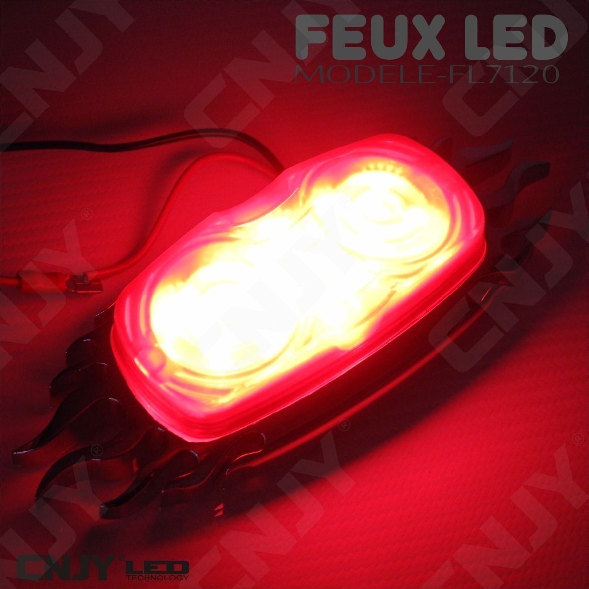 feux, flaming, flamme, stop, position, a, led, rouge, auto, moto, quad, chopper, topcase, 12v