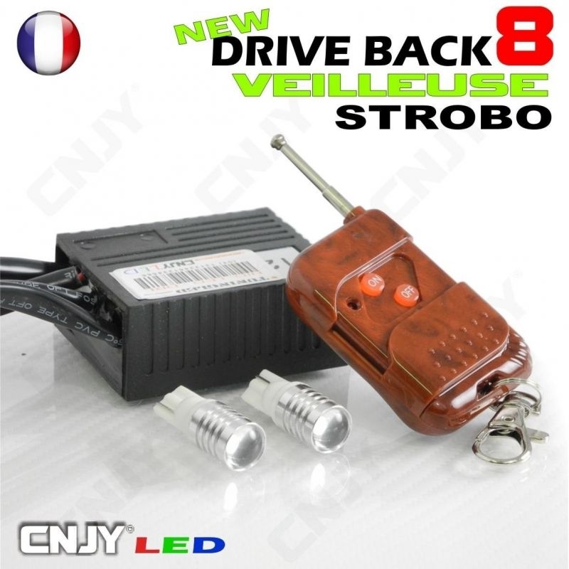 KIT DRIVEBACK 8 AMPOULE LED T10 W5W GYROPHARE FIXE/FLASH PHARE STROBOSCOPE VEILLEUSE