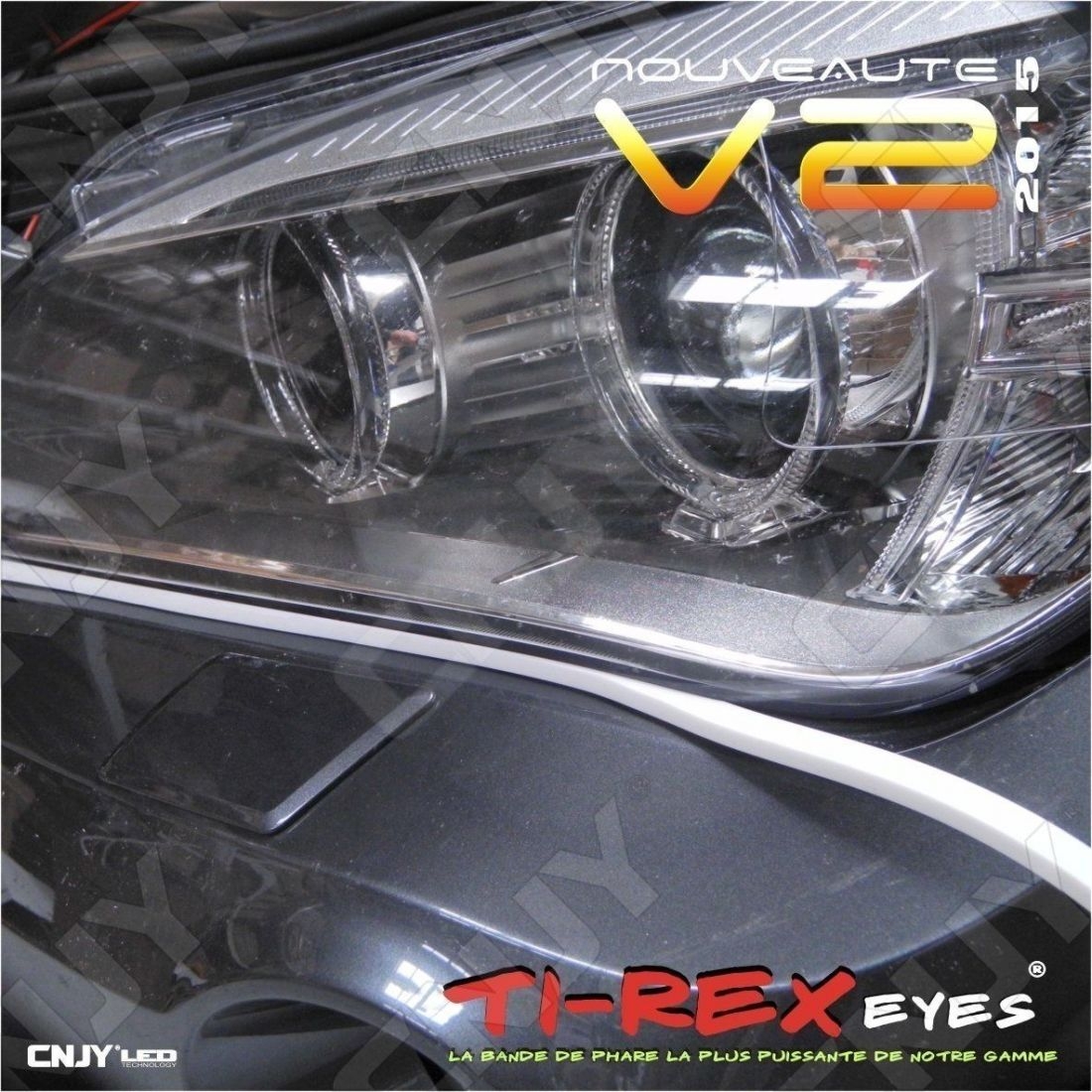 Kit 2 bandeau de phare à led flexible et adhésive pour feux de jour diurne  CNJY® TiREX V3 12V.