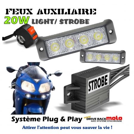 kit de feux de pénétration led pour moto quad avec feux à éclat blanc orange 12V signalisation flash