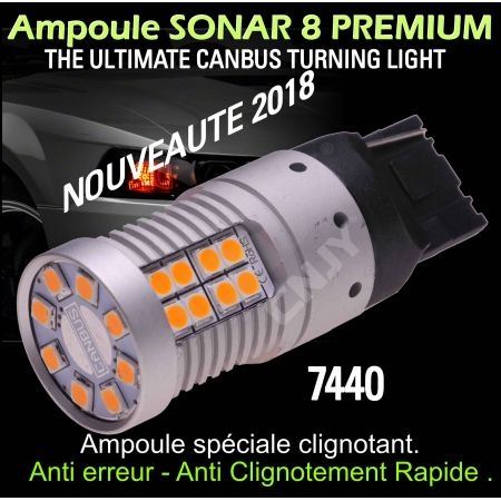 Ampoule Led orange T20 7440 W21W WY21W Sonar 8 canbus et anti clignotement rapide