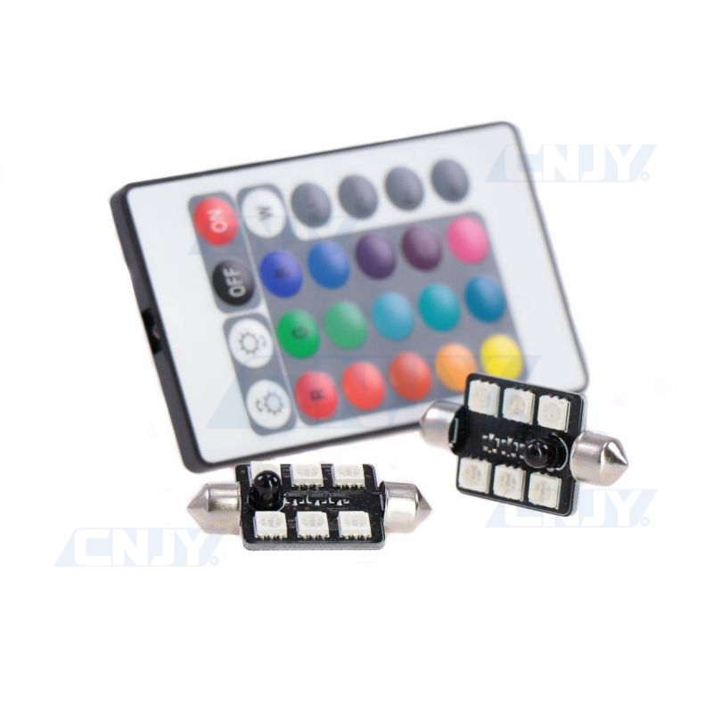 Ampoule led navette C5W 36mm RGB 256 couleurs multicouleur avec  télécommande CNJY.