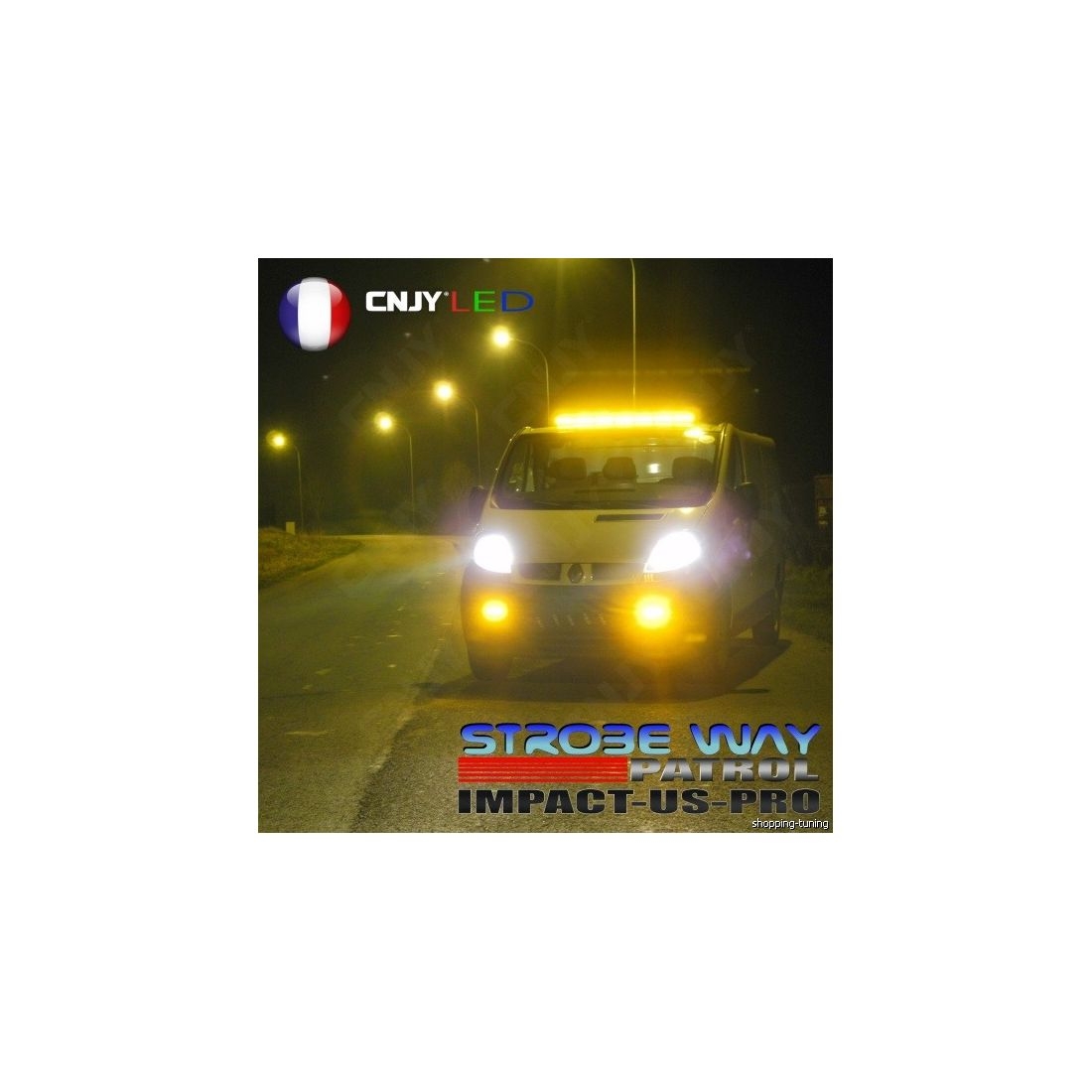 RAMPE DE TOIT GYROPHARE US IMPACT CNJY STROBEWAY PATROL LED BLEU