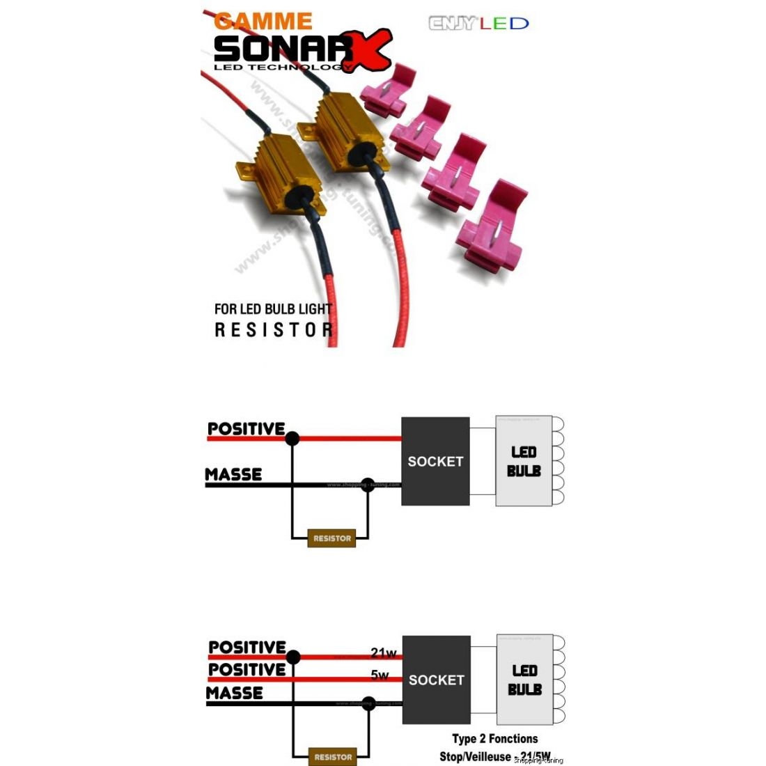 Resistance H1 H3 Anti Erreur Canbus OBD pour Kit LED de phares 