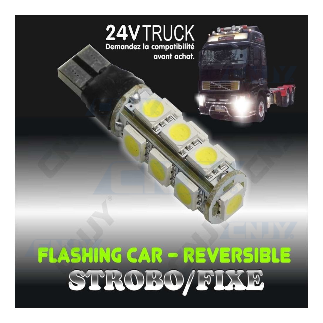 Ampoule led clignotante et stroboscopique FlickFlack® smd 12V 24V pour  veilleuse de voiture, moto, camion