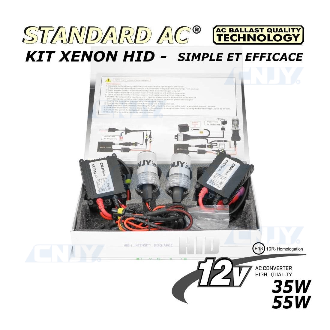 Kit de conversion xenon H7-R HID Standard CNJY® 35W ou 55W 4300K - 5000K -  6000K - 8000k - 10000k - 12000k 12V DC.