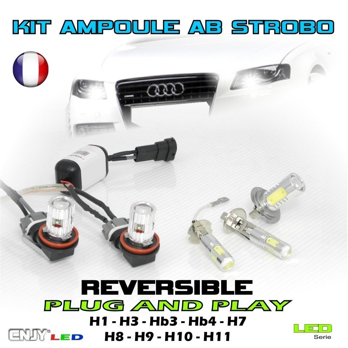 KIT 2 AMPOULES LED ANTI BROUILLARD STROBO/FIXE STROBOSCOPIQUE FLASH PACE  CAR 12V à 93,87 € chez