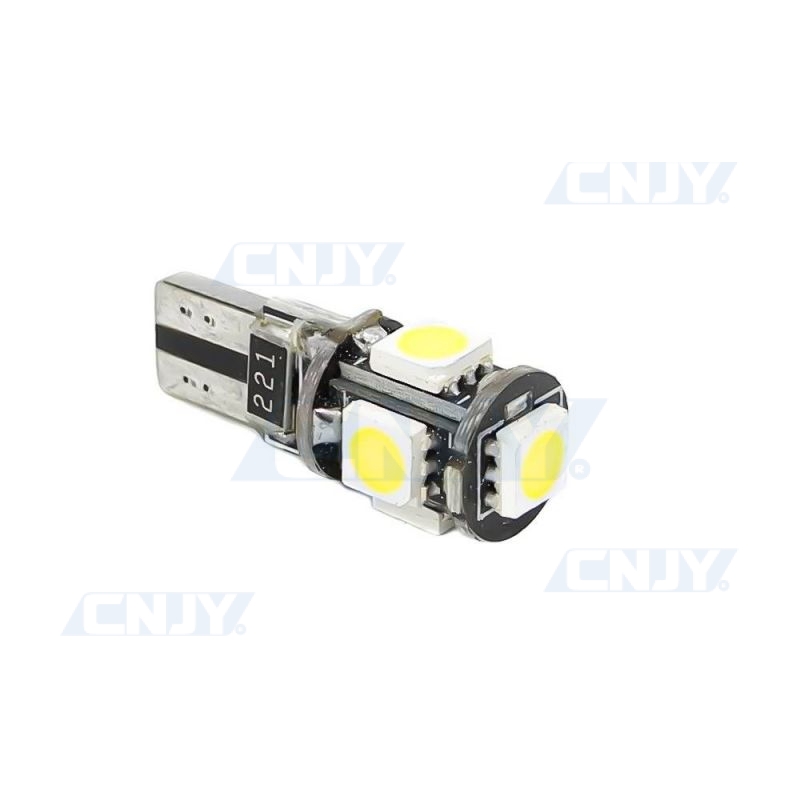 AMPOULE 5 LED W5W T10 SMD CANBUS ANTI ERREUR ODB 12V