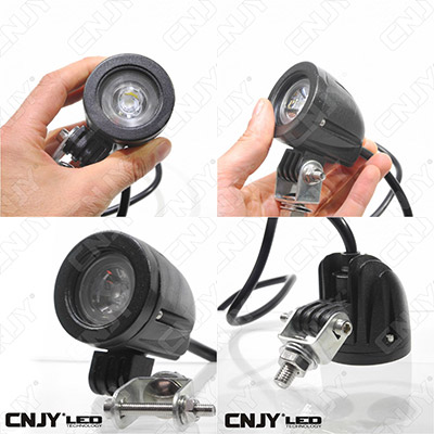 Paire de feux led rond additionnels pour moto montage sur tube à bride CREE  2x10W par CNJY®