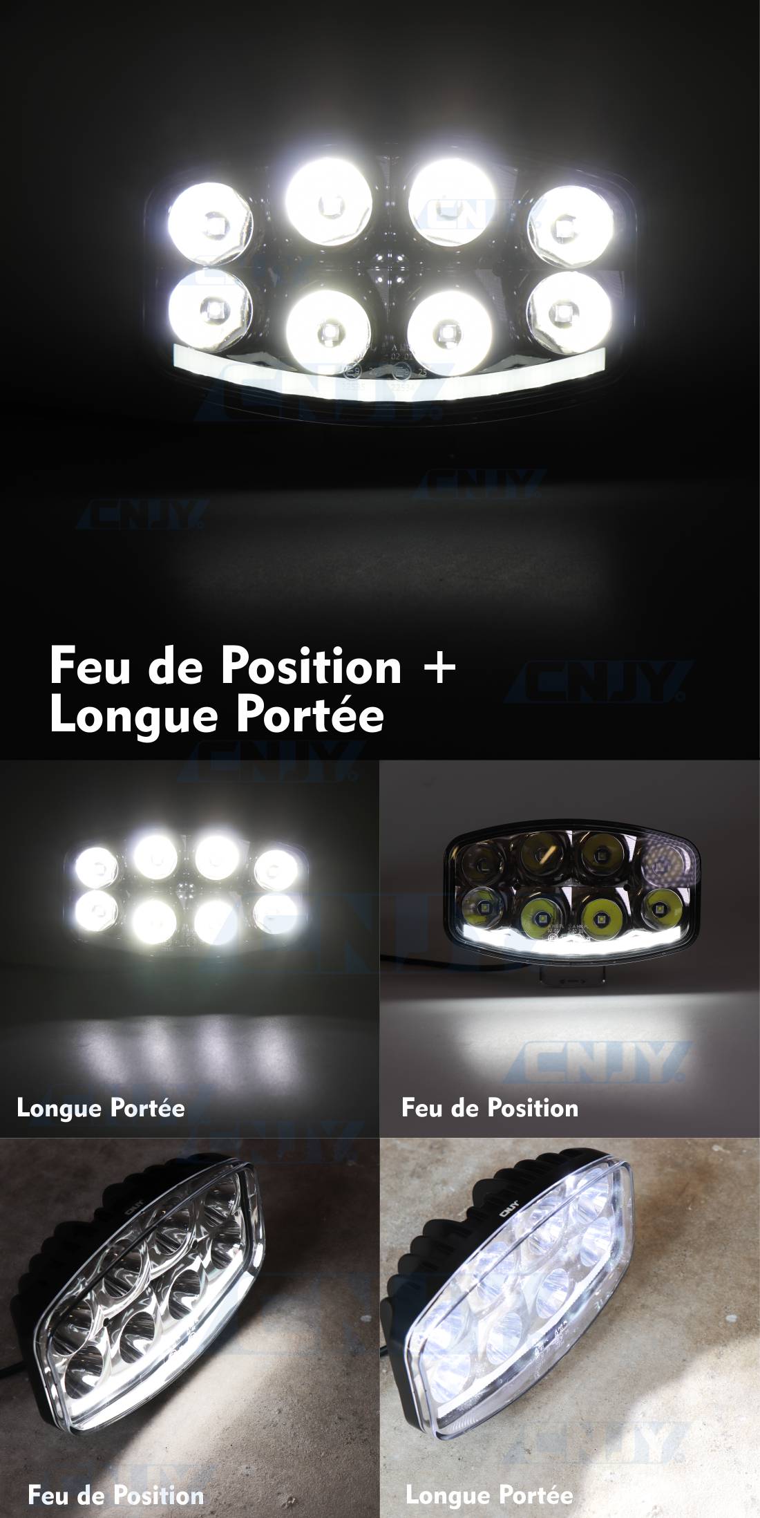 4x Phares Feux Longue Portée + Diurne E Marque LED Neon 12-24V 5800lm  Camion 4x4