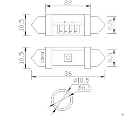 NAVETTE LED ELITE (BLANC) C3W, C5W, C7W, C10W DE 31 À 42MM